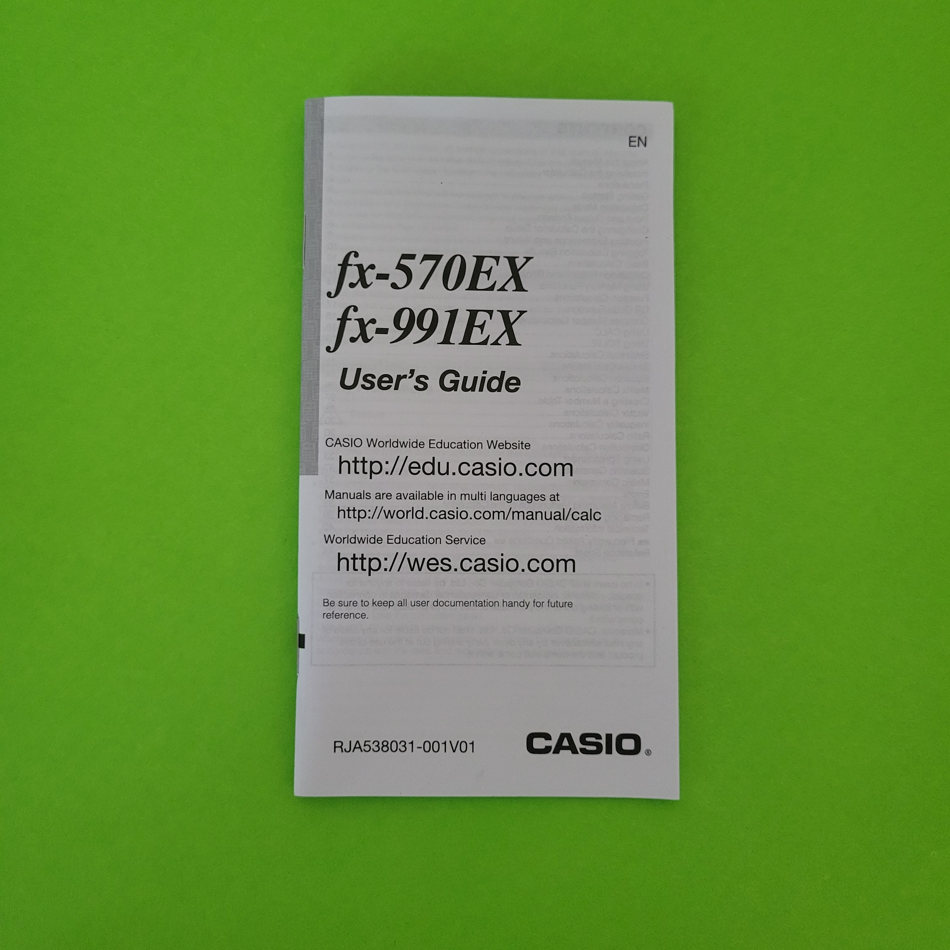 An image of the manuel of a Casio fx-991EX Classwiz scientific/engineering calculator